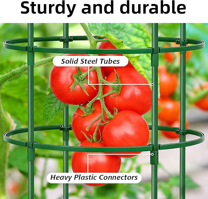 2 Pack Heavy Duty Tomato Cages for Garden, 59 Inch Tall Adjustable Metal Tomato Plant Support for Pots, Round Trellis for Climbing Plants Outdoor, Vegetable, Cucumber, Beans