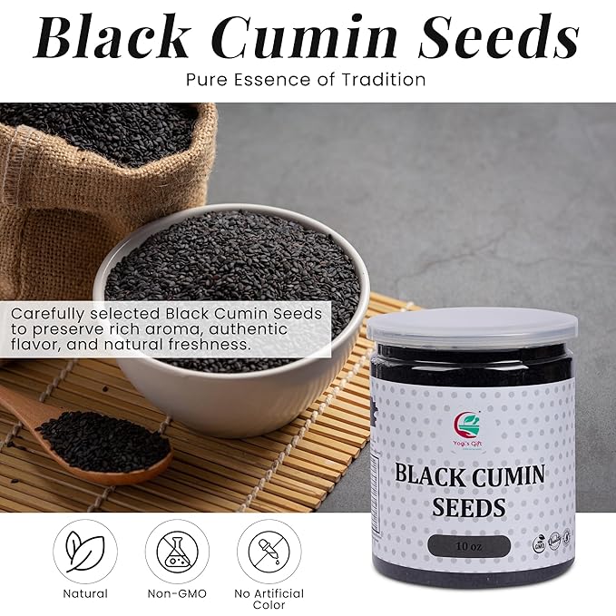 Black Cumin Seeds 10oz, Nigella Sativa, 100% Pure & Natural, Premium Quality Kalonji Seeds, Perfect for Seasoning, Cooking, Sprouting & Herbal Uses - By Yogi’s Gift®