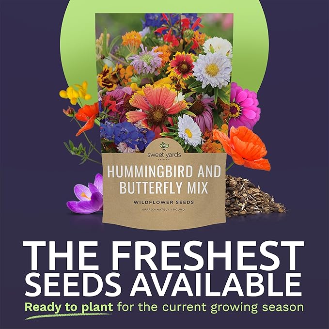 Bulk Wildflower Seeds Butterfly and Hummingbird Mix - 1 Pound Bag - Over 120,000 Open Pollinated Annual and Perennial Seeds