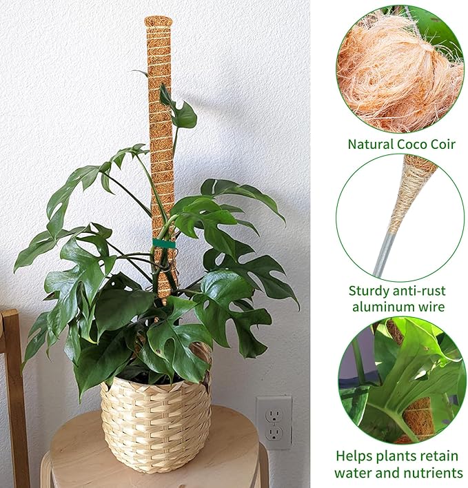 3 Pack Moss Pole, 63-Inch Moss Poles for Plants Monstera,Bendable Plant Support Stakes for Climbing Plants Indoor, Garden Trellis Plant Stick for Potted Plants, Pothos Philodendron