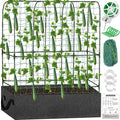 Cucumber Trellis for Climbing Plants Outdoors, U-Shape Large Garden Frame Trellis with Planter for Raised Bed Vegetable Fruit Grow Support,65 (H) x 50(L) inches, Includes Netting Ties Gardening Tools