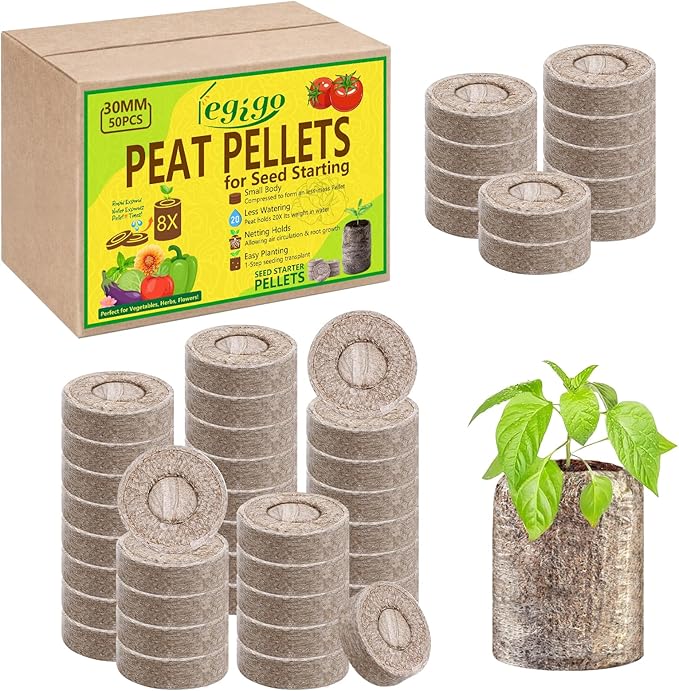 Legigo 50 Pcs 30mm Seed Starter Peat Pellets Pods for Seedlings- Compressed Seed Starting Pellets Seed Starter Pods Plugs Soil Peat Pods for Starting Seeds, Garden Planting Herb Flower Vegetables