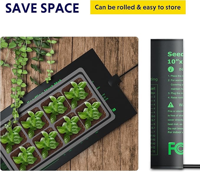 iPower 4 Pack 10" x 20.75" Seeding Heat Mat Upgraded Carbon Film Indoor Warm Hydroponic Plant Germination Starting Pad Durable Waterproof, Black