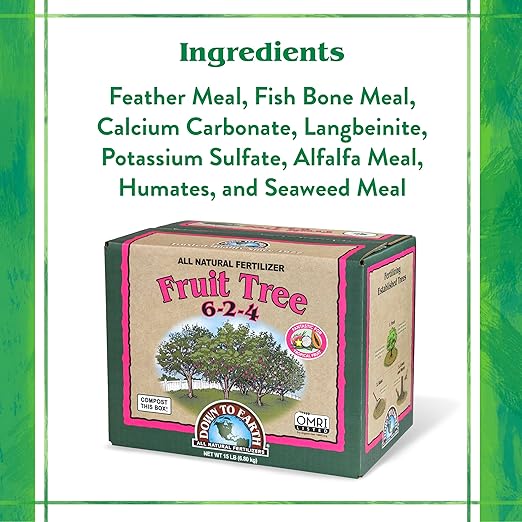 Down To Earth All Natural Fertilizers Organic Fruit Tree - Plant Food for Apples, Pears, Plums and Tropical Fruit Trees 6-2-4, 15 lb