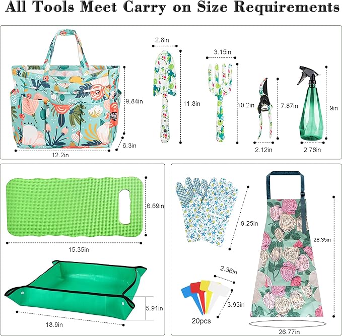 Gardening Gift Set for Adults - 10 Pcs Heavy Duty Garden Tools with Tote Bag, White Elephant Gifts Ideas for Mom Women, Unique Practical Christmas Birthday Gift for Garden Lover, Dad Grandma