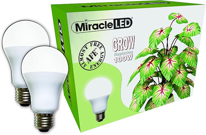 Miracle LED Almost Free Energy 100W Spectrum Grow Lite - Daylight White Full Spectrum LED Indoor Plant Growing Light Bulb for DIY Horticulture, Hydroponics, and Indoor Gardens (604301) 2Pack