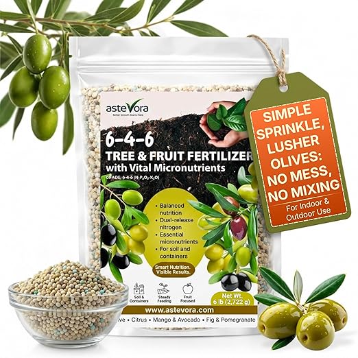 Olive Tree Fertilizer – Fruit Tree Fertilizer for Olive Tree, Citrus, Lemon, Lime, Fig, Avocado, Mango, Apple & Pomegranate – for Potted & Outdoor Trees (3 quarts - 6 lbs.)