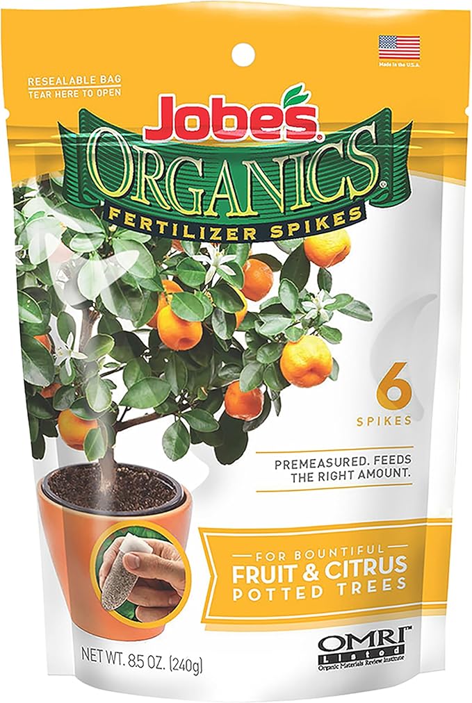 Jobe’s Organics Garden Fertilizer Spikes, Easy Plant Care Fertilizer for Fruit and Citrus Plants and Trees, 6 Count