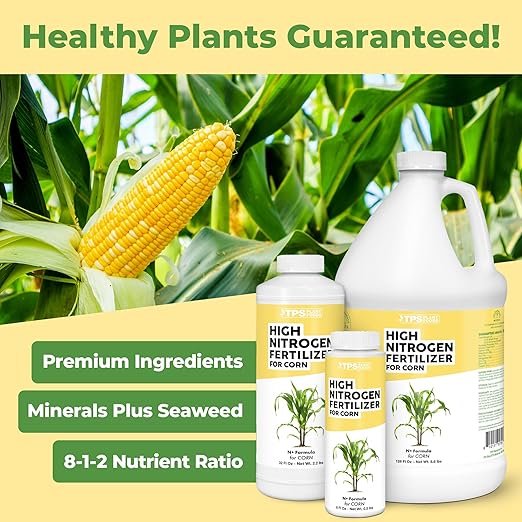High Nitrogen Fertilizer for Corn – Liquid Plant Food for Strong Stalk Growth, Deep Green Leaves & Bigger Ear Development, 32oz