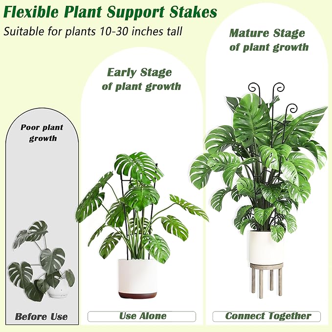 Large Metal Plant Trellis for Potted Plants, 3Pcs, 33 inch, Expandable Monstera Trellis, Provide Support for Indoor and Outdoor Climbing Plants to Assist Their Healthy Growth