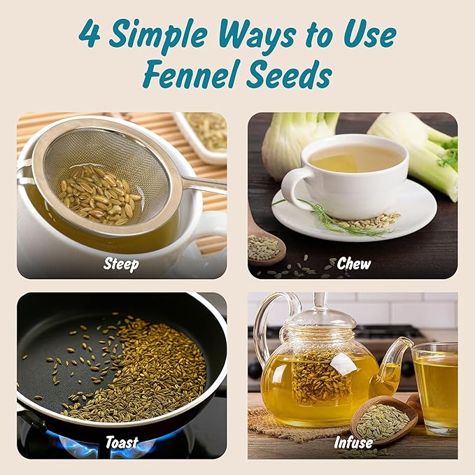 Spice Profile | USDA Organic Fennel Seeds (Whole) | Resealable 4oz Pouch | Saunf | Perfect for Cooking, Teas, Smoothies & Lattes | Sweet & Aromatic