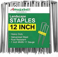 AMAGABELI GARDEN & HOME 100 Pack Galvanized Landscape Staples 12 Inch 11 Gauge Garden Staples Garden Stakes Plant Cover Stakes U-Shaped Landscape Stakes Landscape Pins for Weed Barrier Fabric