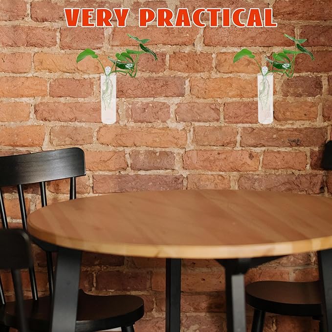 Milisten 2Pcs Wall Hanging Flower Vase Set 5.90X1.85X1.85In Clear Glass Test Tube Vases for Hydroponic Plants Decorative Wall Planter for Home Kitchen