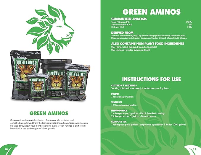 GreenGro Green Aminos - 3oz Rooting Stimulator Blend with Amino Acids and Nutrients for Potting Mix, Soils, Cuttings, and Hydroponic Gardens, Organic Plant Food for Indoor and Outdoor Plants