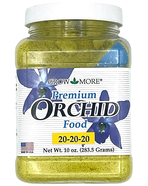 Grow More All Purpose Orchid Fertilizer 20-20-20 for Soil Maintenence Year Round - 10oz of Water Soluble Orchid Food Fertilizer - Plant Food for Healthy Growth & Vibrant Blooms