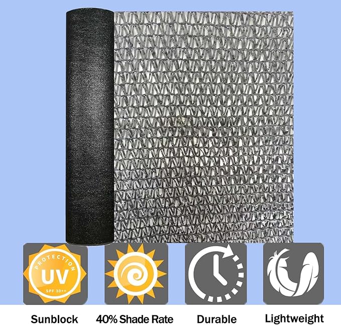 e.share Shade Cloth, 40%-50% Sunblock UV Protection, 6.5 FT X 12 FT, Black Sun Mesh Net for Garden Plant Cover,Flowers,Greenhouse,Patio,Vegetables,Chicken Coops