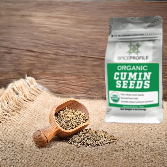 Spice Profile | USDA Certified Organic Cumin Seeds (Whole) | Resealable 4oz Pouch | Best for Tempering, Cooking, Spice Blends & Seasonings | Organic Jeera