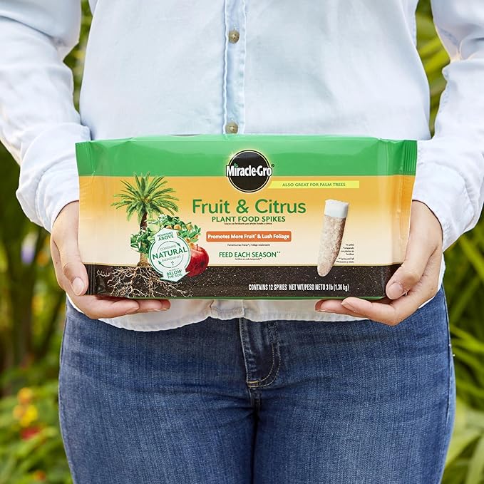 Miracle-Gro Fruit & Citrus Plant Food Spikes - 10-15-15 NPK Easy-To-Use Nutrition for Fruit and Citrus Trees, Plant Fertilizer, 12 Spikes, 3 lb.