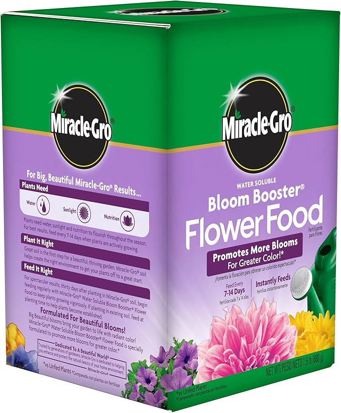 Miracle-GRO Water Soluble Bloom Booster Flower Food, for Use on All Annuals and Perennials, 1.5 lbs., 2-Pack
