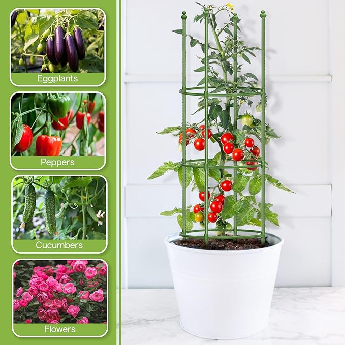 Joyhalo 2 Pack Tomato Cages for Garden, 65 Inch Heavy Duty Tomato Cage, Larger Size & Height Adjustable Tomatoes Trellis for Climbing Plants Vegetables Flowers Cucumber Peony