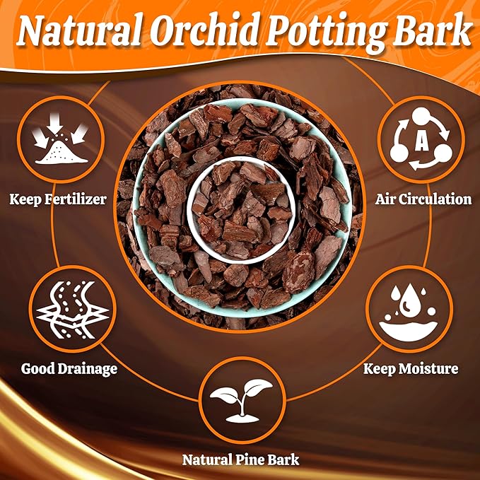 AVALUTION Orchid Potting Bark-18QT Organic Orchid Bark for Plants, All Natural Pine Bark Wood Chips for Houseplant Mulch, Orchid Plants Root Development, Mulch for Potted Plants