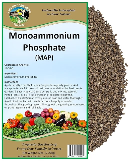 Monoammonium Phosphate Fertilizer (MAP) 5 Pounds High Phosphorus & Nitrogen for Gardens, Crops & Pastures – Root Growth, Bloom Booster & Healthy Plant Nutrition – Lancaster Agriculture Products