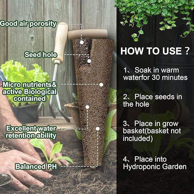Vesici 240 Pieces Hydroponic Pod Kit Including Grow Baskets Grow Sponges and Domes Pod Labels Hydroponics Growing Kit for Garden Indoor