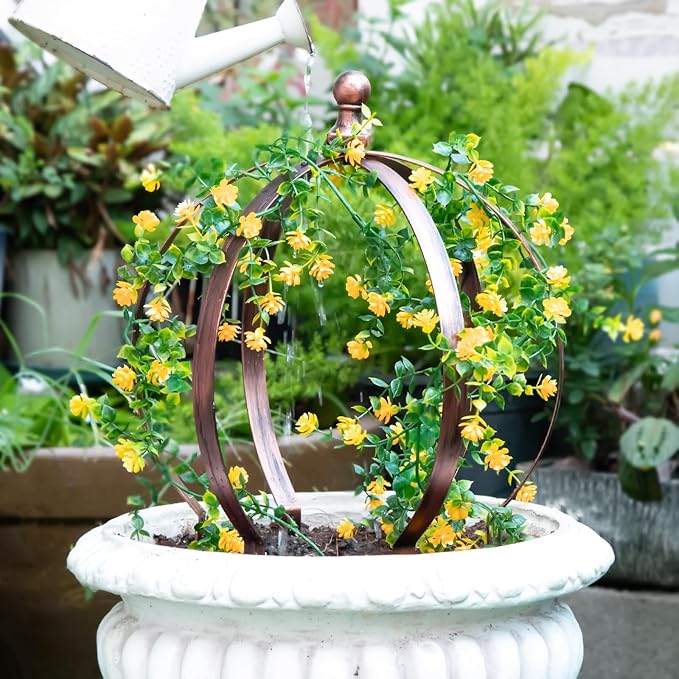 12.6x17.5 Inch Bronze Metal Garden Trellis Obelisk – Versatile Support for Climbing Roses, Vines & Potted Plants – Elegant Outdoor Decor & Space-Saving Design – Easy to Assemble