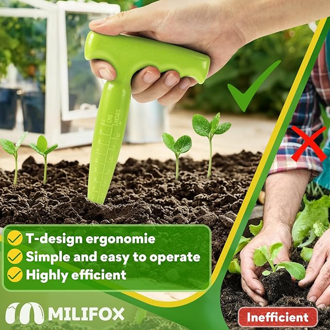 Seed Planter Tool, 6.9" Dibber Garden Tool, Plastic Seed Dibbler for Planting, Bulb Digger Garden Planter with Handle for Sowing Seeds, Planting, Bulbs, Digging (Light Green)