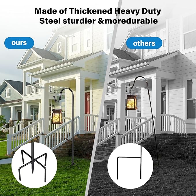 ToyHotels Shepherd Hooks - 2 Pack 46 Inch Bird Feeder Pole with 5 Prongs Base for Hanging Lantern, Hummingbird, Lightweight Plant, Shepherds Hook for Outside