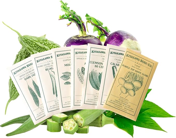Chef's Specialty Assortment Seed – Indian Cuisine Garden – 7-Pack – Bitter Gourd, Snake Gourd, Bottle Gourd, Molokhia, Okra, Spinach, Turnip – Heirloom, Non-GMO Vegetable Seeds
