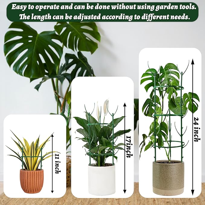 Stackable Plant Support Stakes,The Growing Frame for Indoor Plants, 40 Pcs Extendable 12-60 Inch Trellis for Monstera, Pothos, and Philodendron