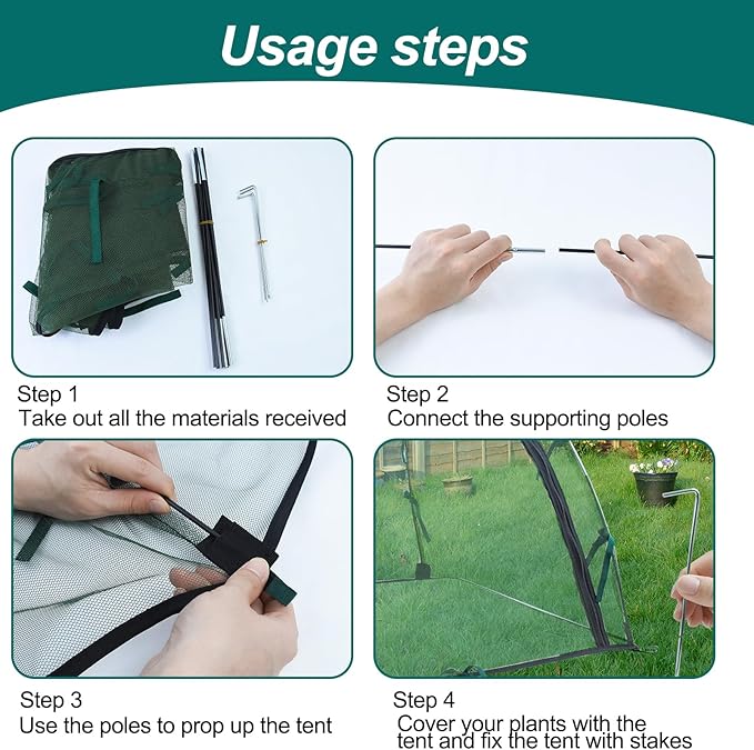 2pack Pest Guard Cover,22.8x22.8x22.8 Inches Garden Mesh Plant Cover Insect Bird Barrier Netting Mesh Outdoor Mesh Plant Enclosure Plant Tent Cover Pest Protection Guard for Fruit Vegetables