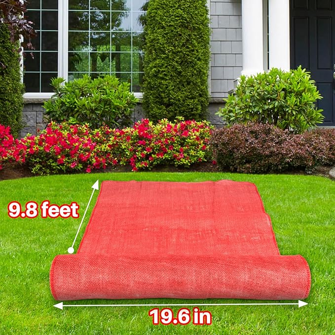 Christmas Gardening Burlap Roll - 118 X 19.7 inch Multipurpose Red Burlap Fabric High Density Jute for Plant Covers Decorations, Indoor Outdoor Use for Crafts and Farmhouse Table Decor