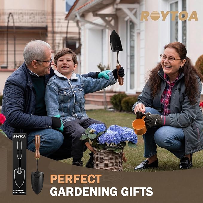 Garden Hand Trowel, Heavy Duty Stainless Steel Garden Shovel with Walnut Handle, Small Gardening Tools for Planting, Digging and Wedding
