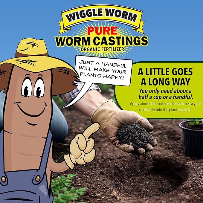 100% Pure Organic Mineral-Dense Worm Castings Fertilizer, 15lbs - Improves Soil Fertility and Aeration for Growing Better Houseplants, Vegetables, and More