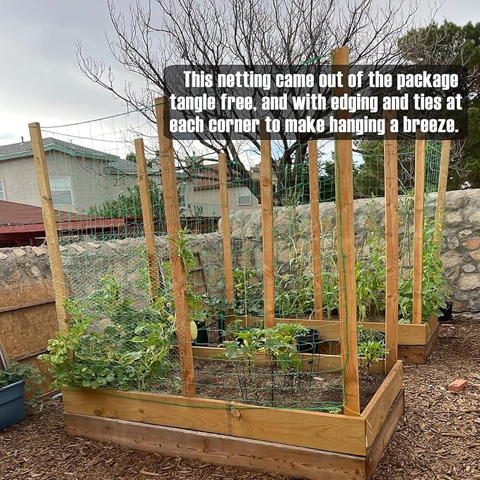 Trellis Netting, Heavy-Duty Garden Grow Netting for Climbing Plants, Outdoor Indoor Net for Cucumber, Tomatoes, Beans, Clematis, Fruits & Vegetables, Climbing Vining Plants (24.6' x 6.6'Ft)