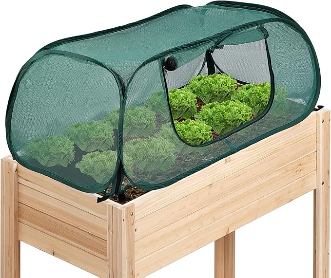 Garden Bed Cover, Mesh Netting Tent, Crop Cage for Raised Bed ,- 30% Sunblock Shade Cloth with Metal Anchoring Spikes - Protects Plants Against Birds and Small Animals - 45"x22"x16"(H)