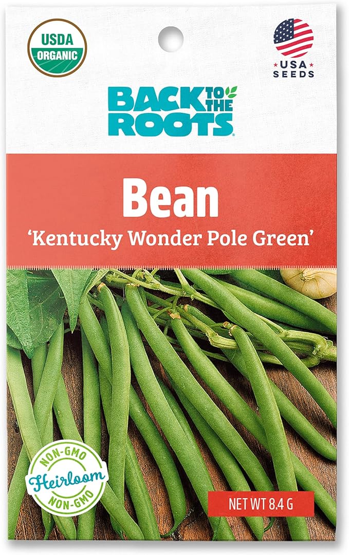 Back to the Roots 100% Organic Seed Packet - Bean 'Kentucky Wonder Pole Green' 8.4g