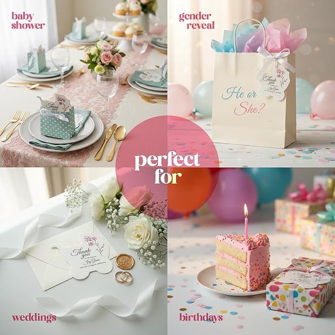 Seed Bloom Carriage-Shaped Seed Paper – 12 pcs Pink Shower Favors for Guests with Wildflower Seeds, Writable & Plantable, Gender Reveal, Birthday Gifts for Guest