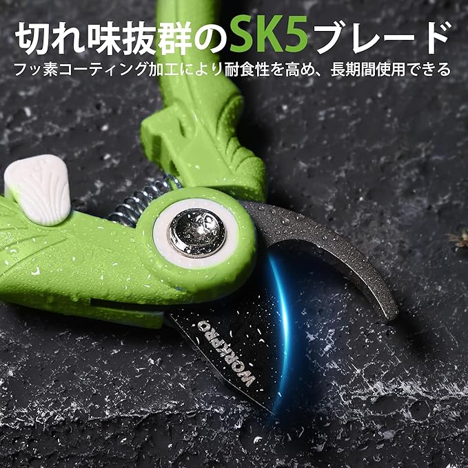 WORKPRO 6.9" Bypass Pruning Shears, Gardening Scissors with Sharp SK5 Steel Blade, Handheld Garden Floral Clippers for Rose, Plants, Flowers, Fruits Trees, Gardening Gifts for Women & Men, Green