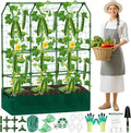A-Frame Cucumber Trellis - 65 in (H) X 50 in (L) Supports Climbing Plants with Rectangle Raised Bed, Durable Garden Trellis for Outdoor Supporting Cucumbers Peas Vines, Includes Clips & Netting