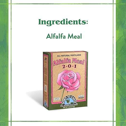 Down To Earth All Natural Fertilizers Organic Alfalfa Meal - Plant Food for Roses, Bulbs, Flowers and Ornamentals 2-0-1, 4 lb (2 Pack)