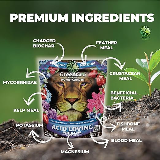 GreenGro Acid Loving Organic Fertilizer - 4 Pound Bag | Outdoor & Indoor Plant Food | Great for Flowers & Houseplants |