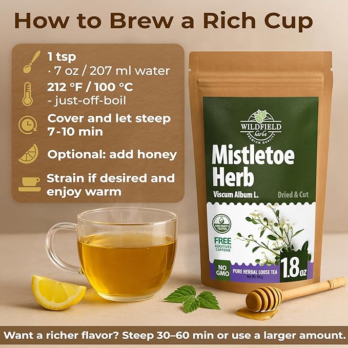 1.8 oz. Dried Mistletoe Herb Tea Goat'S (Viscum) - 50g Mistletoe Herb Herbal Tea Muerdago