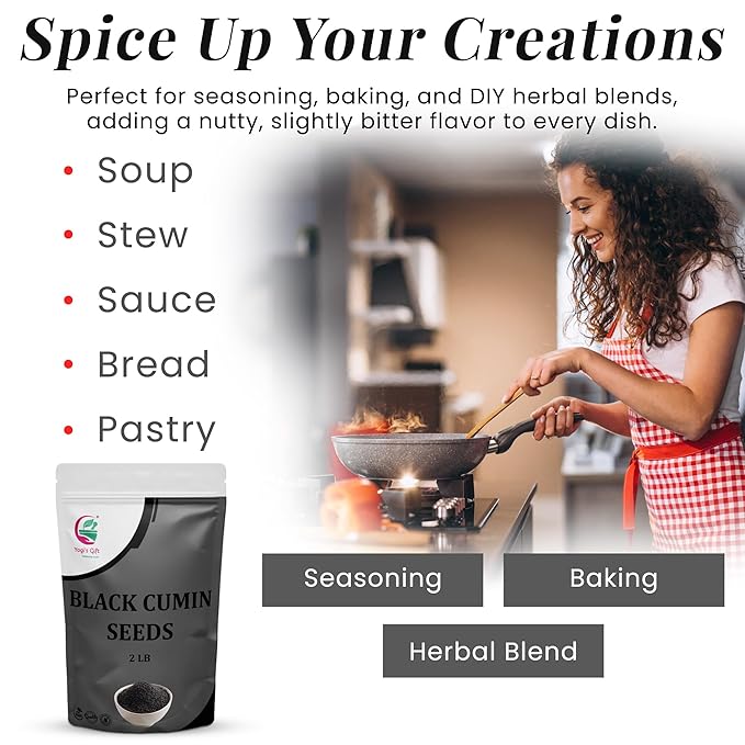 Black Cumin Seeds 2 LB, Nigella Sativa, 100% Pure & Natural, Premium Quality Kalonji Seeds, Perfect for Seasoning, Cooking, Sprouting & Herbal Uses, 2LB Bulk Pack - By Yogi’s Gift®
