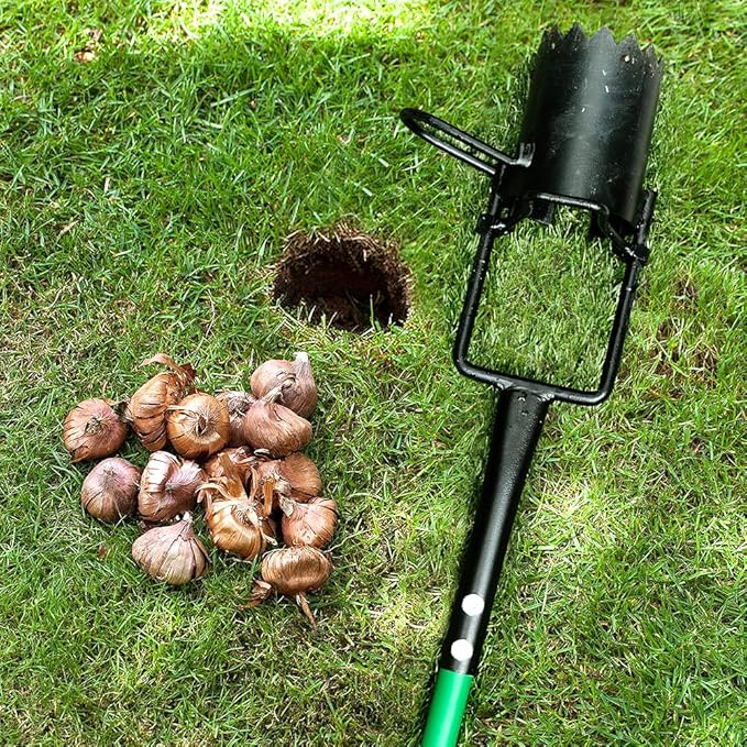 Altdorff Bulb Planter Tool, Sod Plugger with Long Handle Serrated Base, 5-in-1 Lawn Plug Garden Tool for Transplanting, Digging, Grass Plug, Soil Sampler, Planting for Tulips, Iris, Daffodils