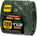 Core Tarps 60% Green Shade Cloth with Grommets - 4 X 15 FT Heavy Duty Mesh Tarp - Sun Shade Cloth for Garden Vegetables Plants Greenhouse Outdoors Backyard Fences Dump Trucks Patio Mesh Shade Tarp