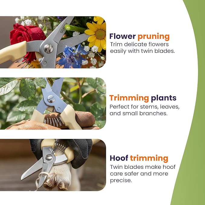 Zenport Q140DX Multipurpose Hoof Trimming Shears, 7-Inch, Precision Cutting for Hoof Care, Gardening, Floral, and Agricultural Applications
