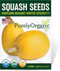 Organic Squash Seeds (Winter Spaghetti) - Approx 20 Seeds - USDA Organic, Non-GMO, Open Pollinated, Heirloom, USA Origin
